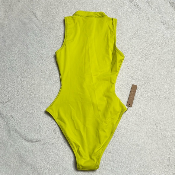NWT! SKIMS Signature Swim Sport Zip Front Sleeveless One Piece neon citrus XXS - Picture 5 of 8